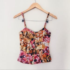 GUESS MARCIANO Orange Floral Hookeye Clasp Bustier Tank